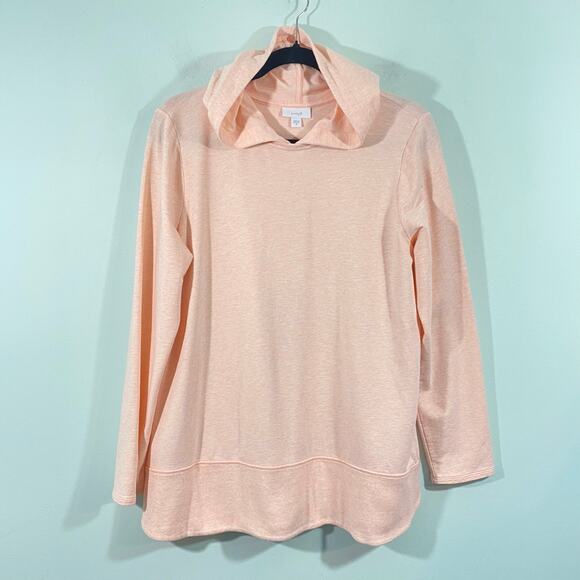 Pure Jill Women Pink Space Dyed Pima Cotton Pullover Hoodie Size M - Picture 1 of 9